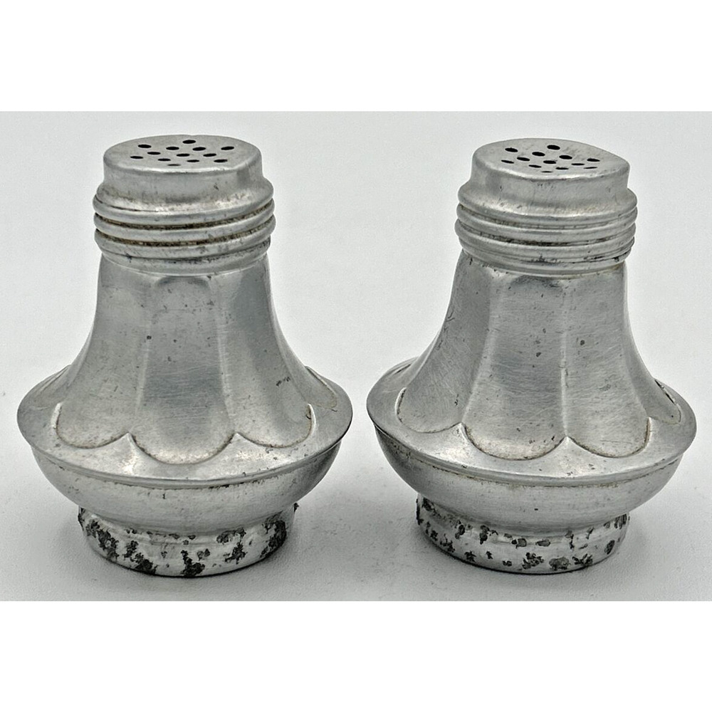 Vintage Aluminum Salt & Pepper Shakers Set 2.75" SKU PB208
